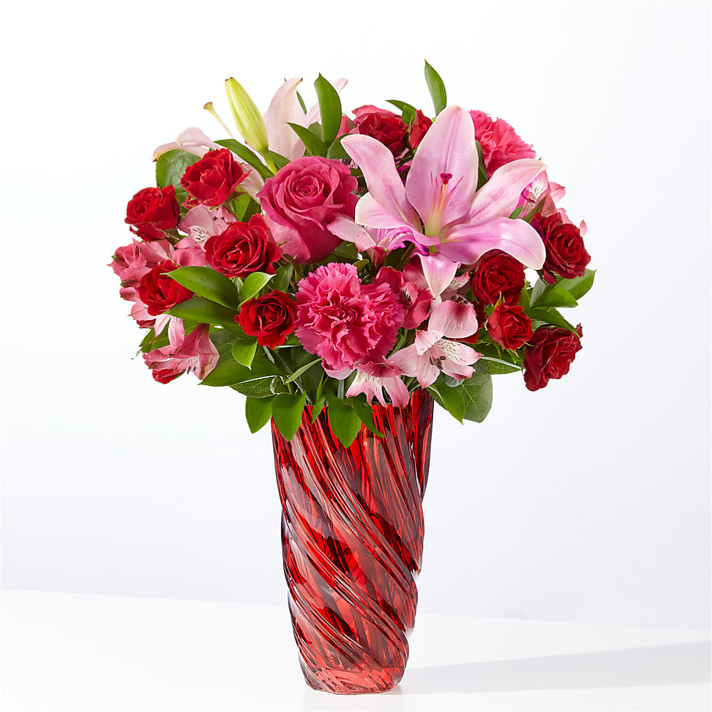 In Love Bouquet with Luxe Swirl Vase – Latino Flowers, Bensalem PA