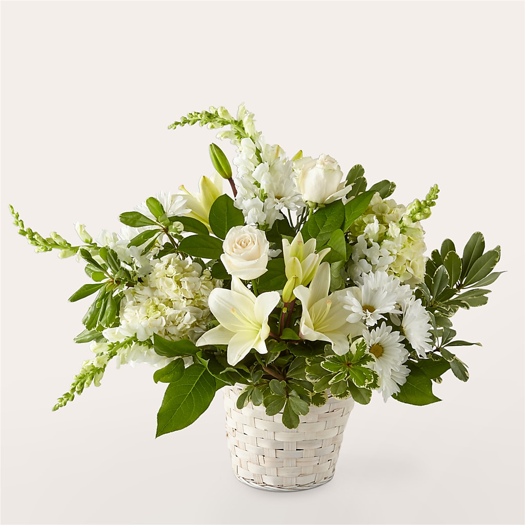 Ivory Elegance Floral Basket – Latino Flowers, Bensalem PA