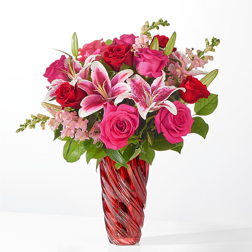 Always You Bouquet with Luxe Swirl Vase – Latino Flowers, Bensalem PA