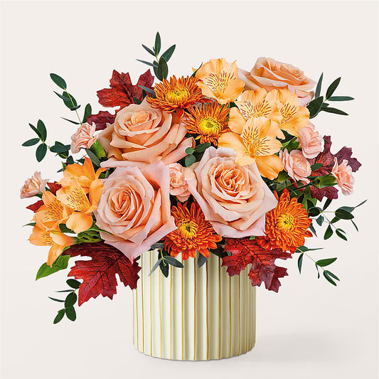 Spiced Latte Bouquet with Ivory Vase –  Latino Flowers, Bensalem PA